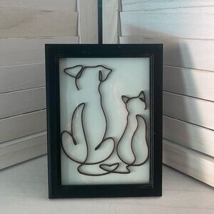 Handmade Dog and Cat Heart Art Piece